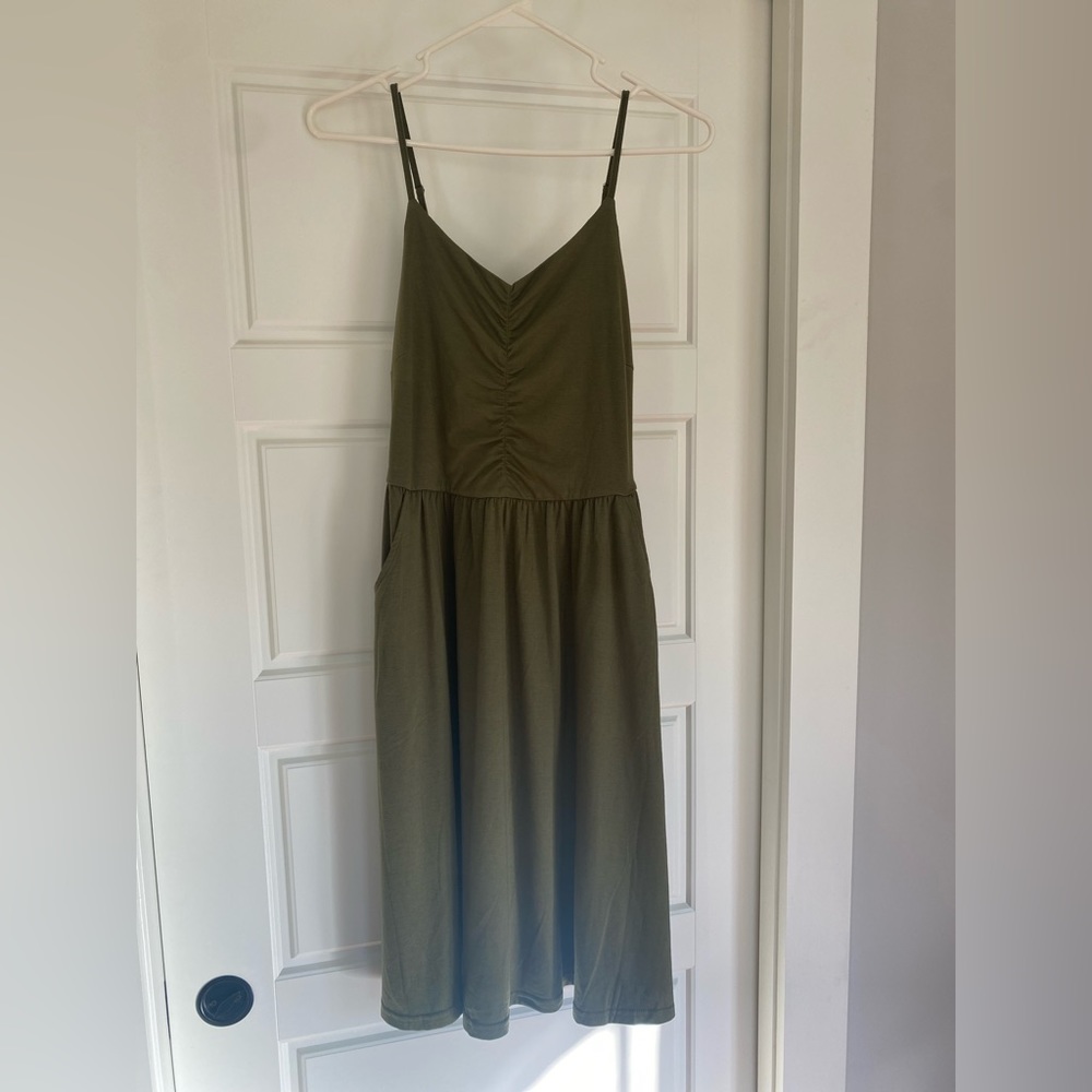 Yathon spaghetti strap sundress beach summer dress army green size small
